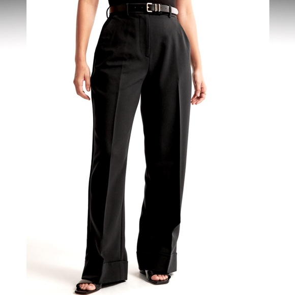 Abercrombie & Fitch Pants - Abercrombie Cuffed Hem Tailored Wide Leg Pants